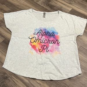 Alpha omicron pi - heather grey tye dye top